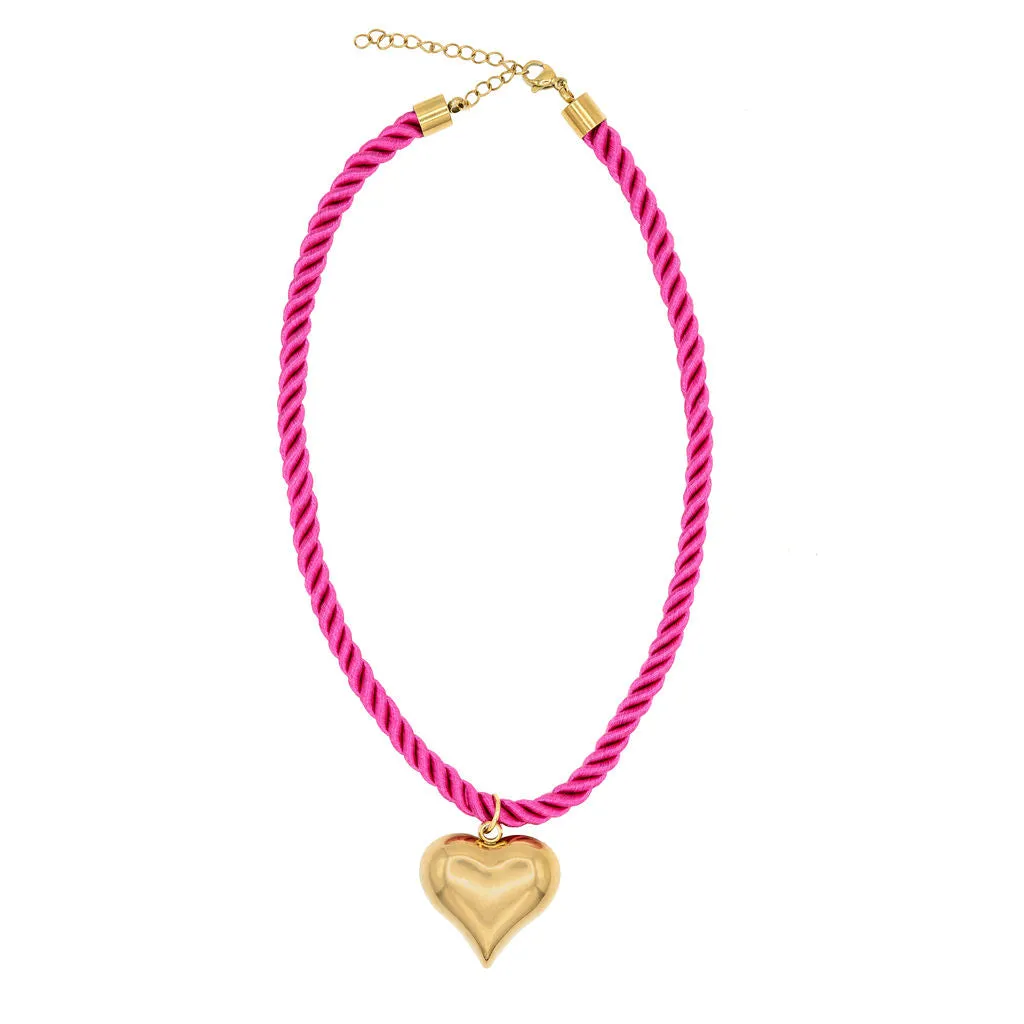 Brass Heart Cord Necklaces