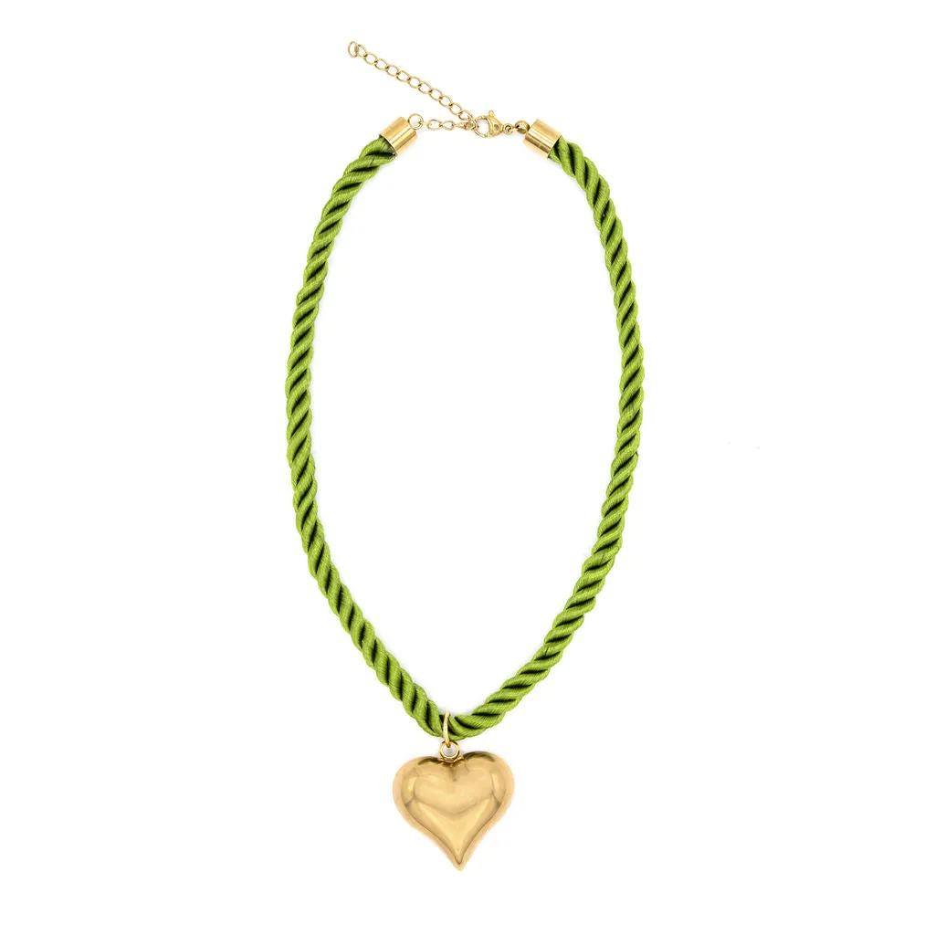 Brass Heart Cord Necklaces