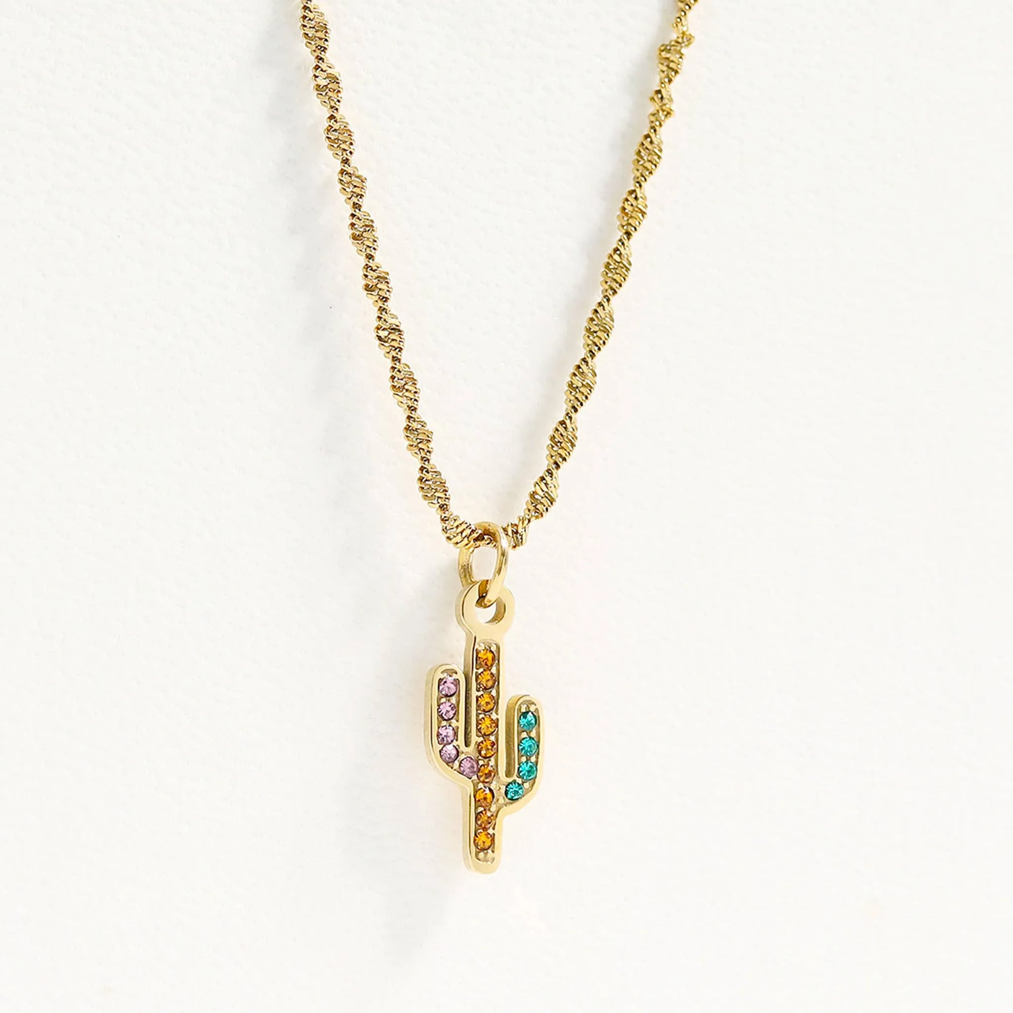 Cactus with CZ Stone Charm