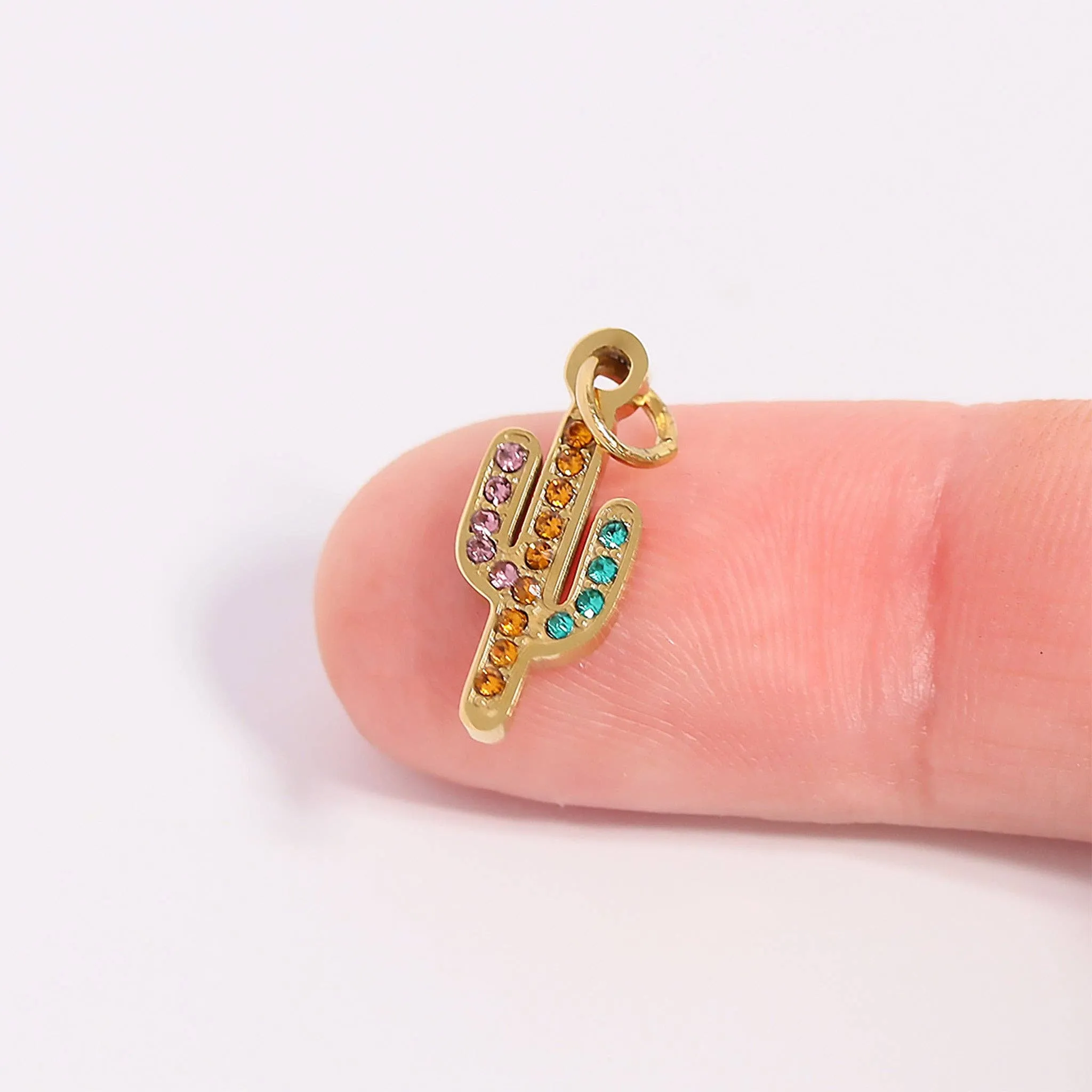 Cactus with CZ Stone Charm
