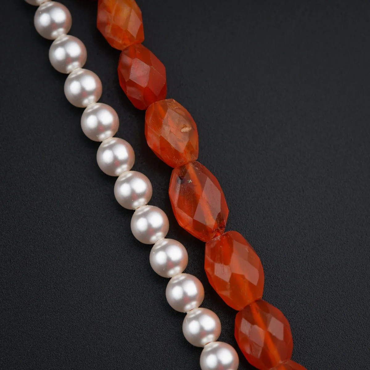 Carnelian Cascade Pearl Necklace