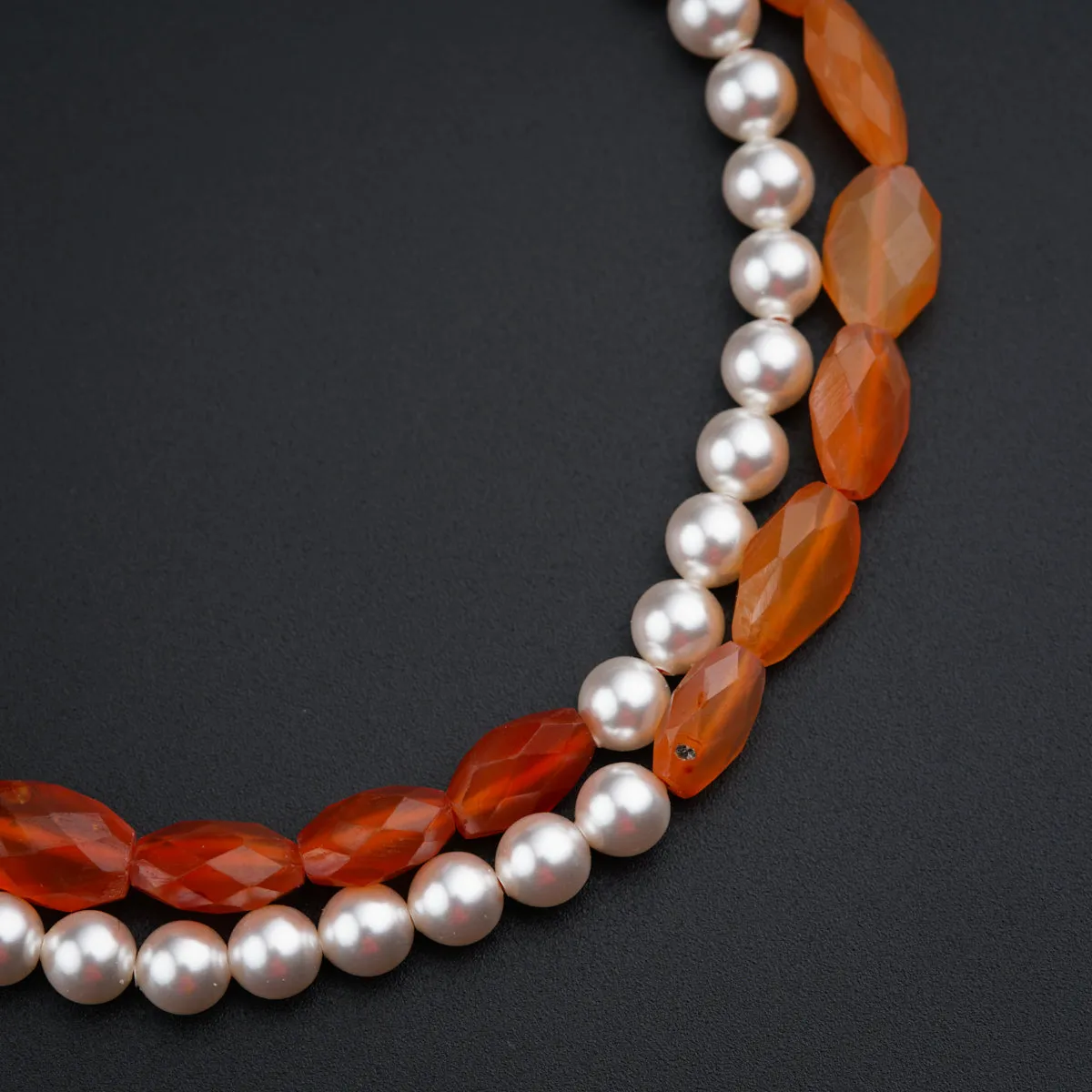 Carnelian Cascade Pearl Necklace