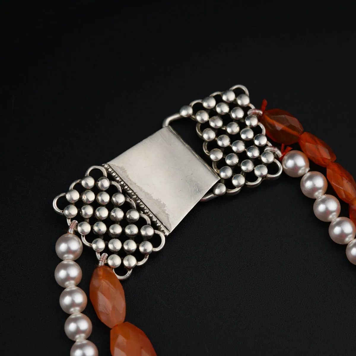 Carnelian Cascade Pearl Necklace