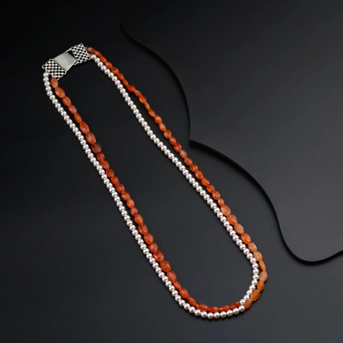 Carnelian Cascade Pearl Necklace