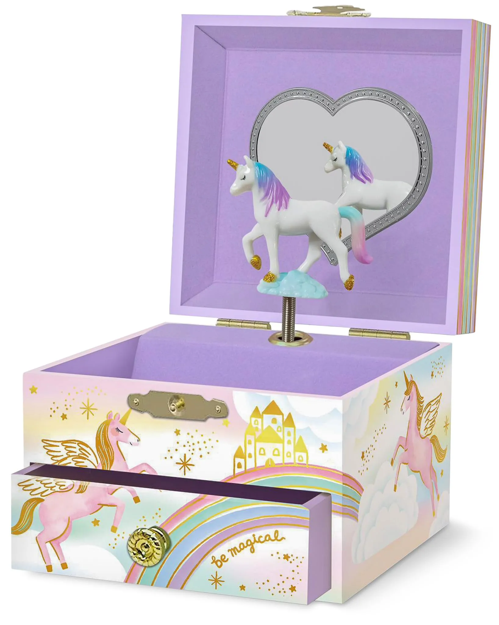 Children's dancing unicorn music box with mirror