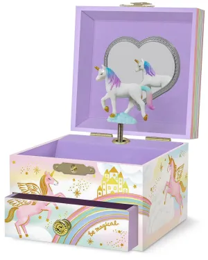 Children's dancing unicorn music box with mirror
