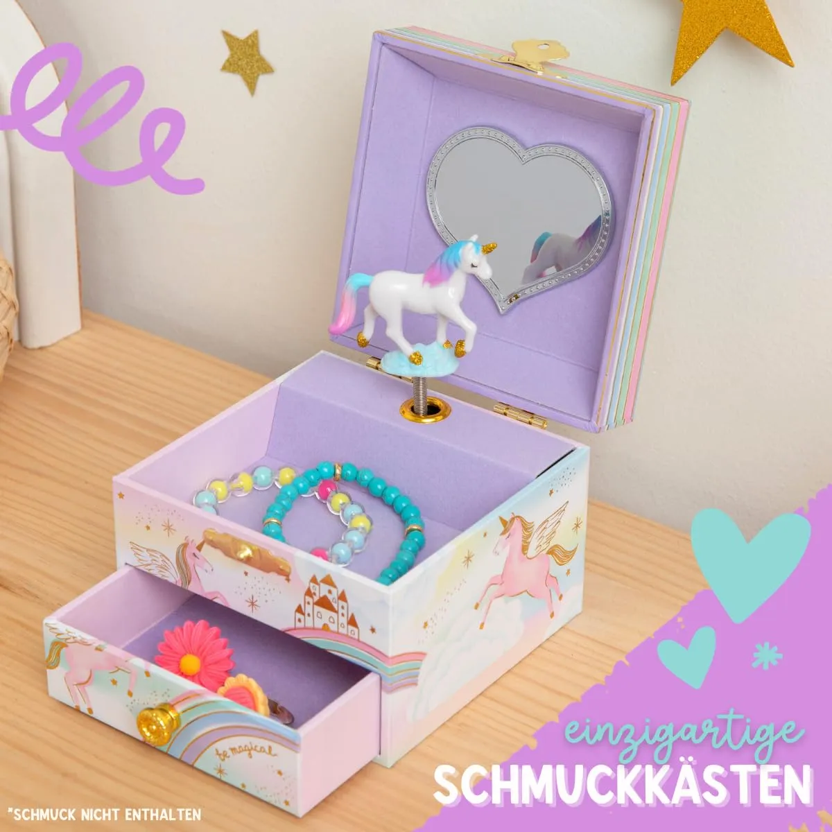 Children's dancing unicorn music box with mirror
