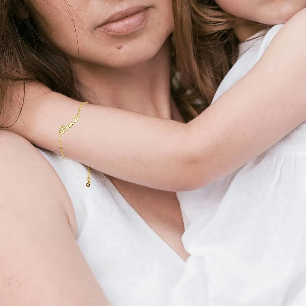 Children's Name Bracelet 14K Gold Plated - Length Adjustable