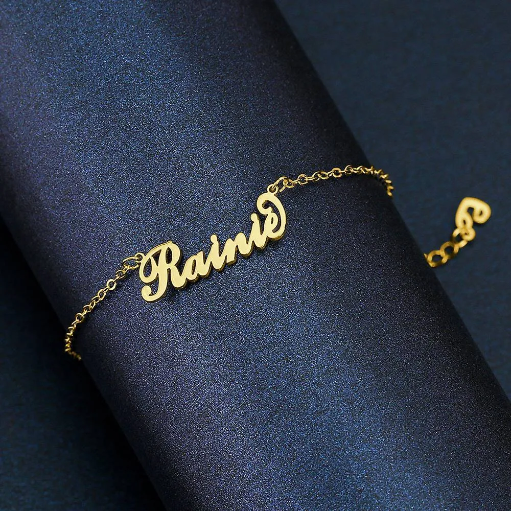 Children's Name Bracelet 14K Gold Plated - Length Adjustable