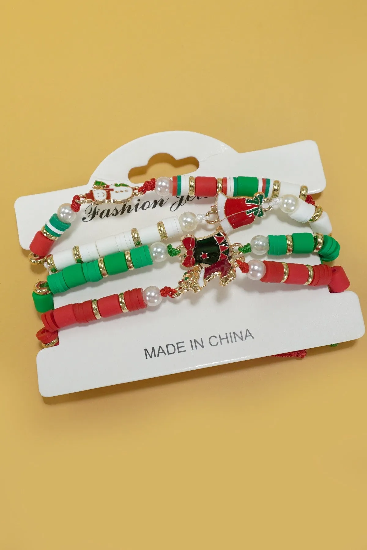 CHRISTMAS SANTA RUDOLPH HEISI BRACELETS SET OF 4 | 40B121