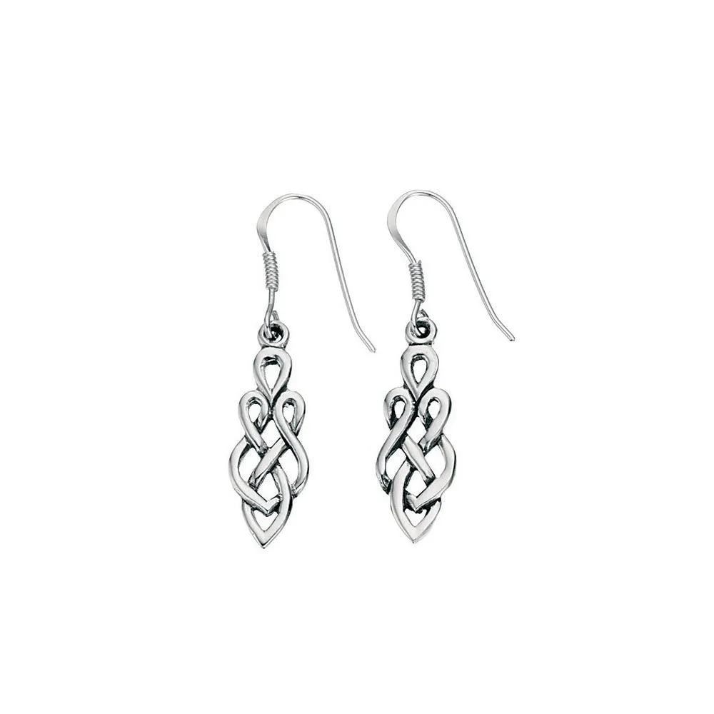 Classic Celtic Drop Silver Earrings