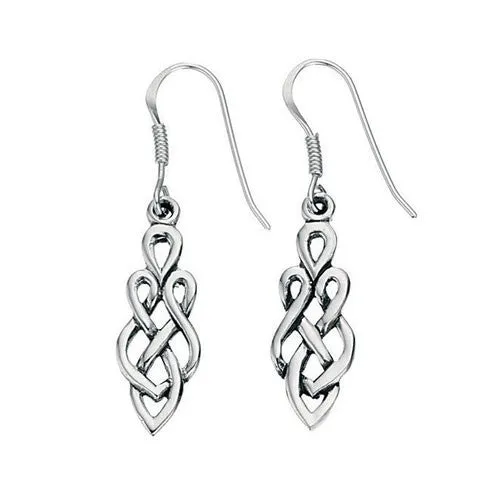 Classic Celtic Drop Silver Earrings