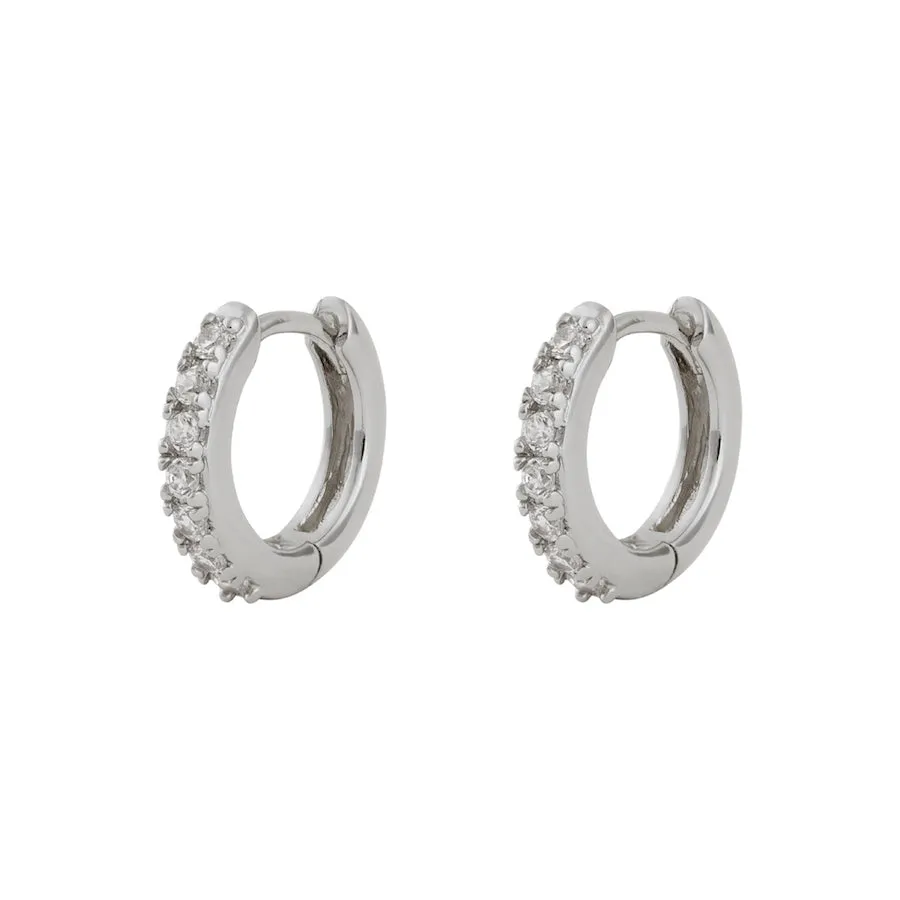 Classic Pave Silver Huggies Set