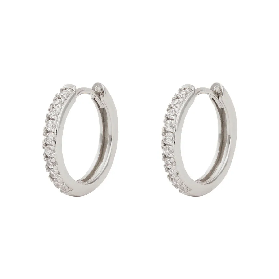 Classic Pave Silver Huggies Set