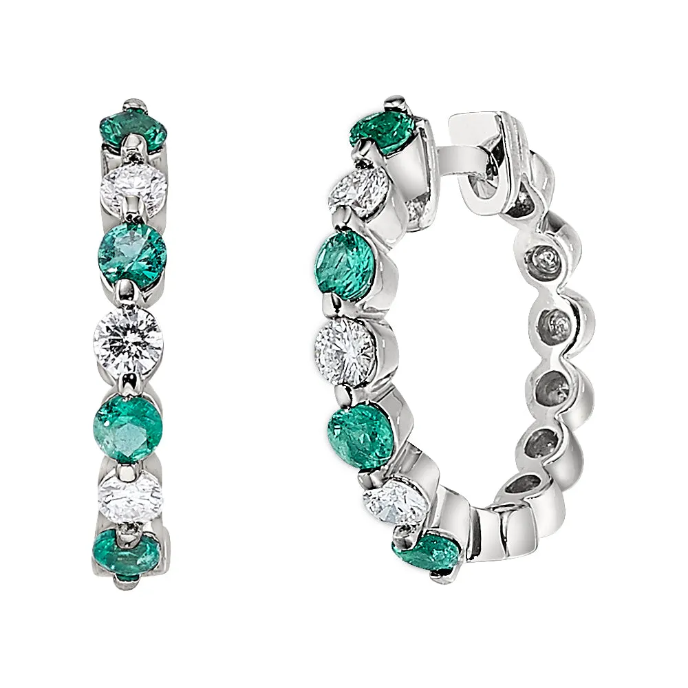 Classic Sapphires and Gold Diamond Hoop Earrings Mid-Size