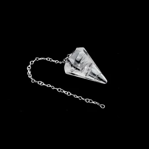 Clear Quartz Pendulum Pendant Healing Point Approx 35x20mm with 4" Chain