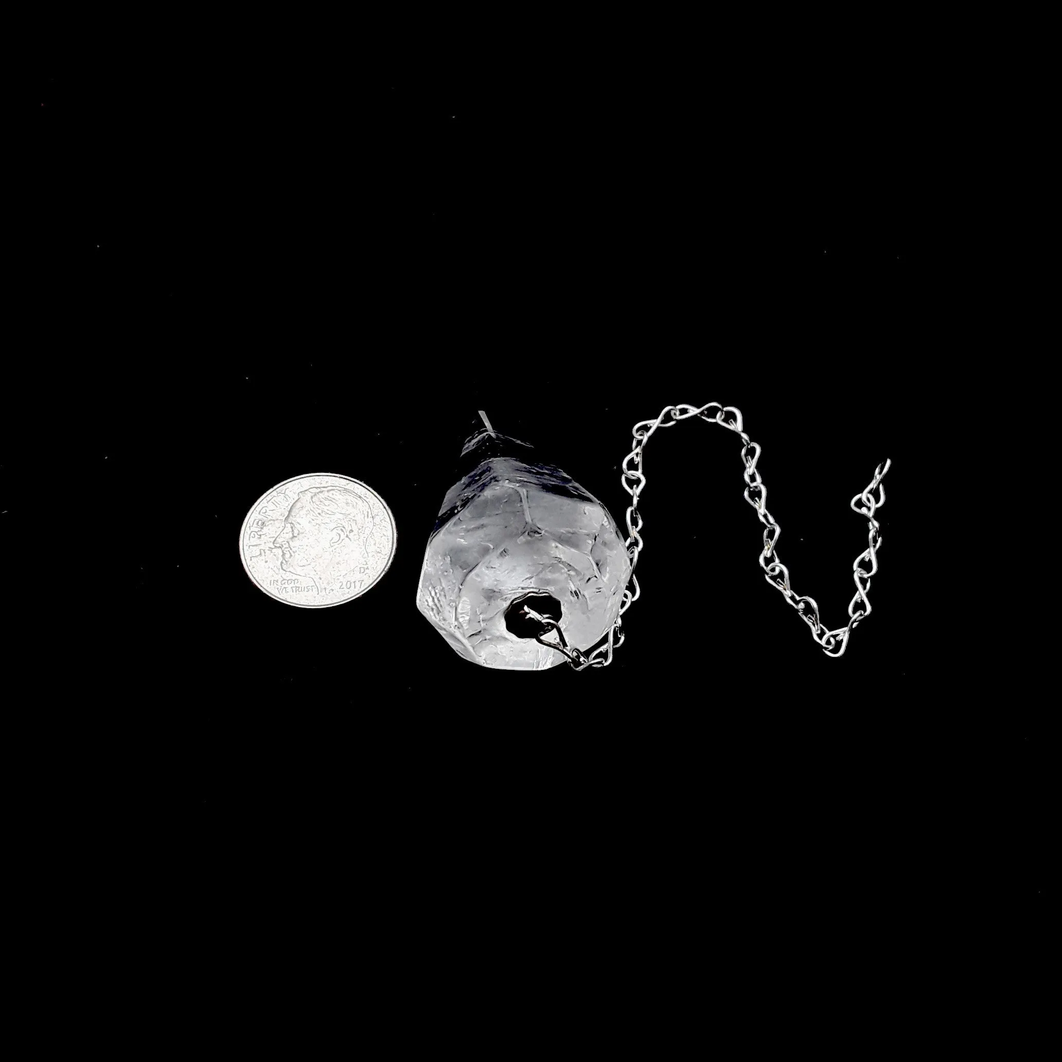Clear Quartz Pendulum Pendant Healing Point Approx 35x20mm with 4" Chain