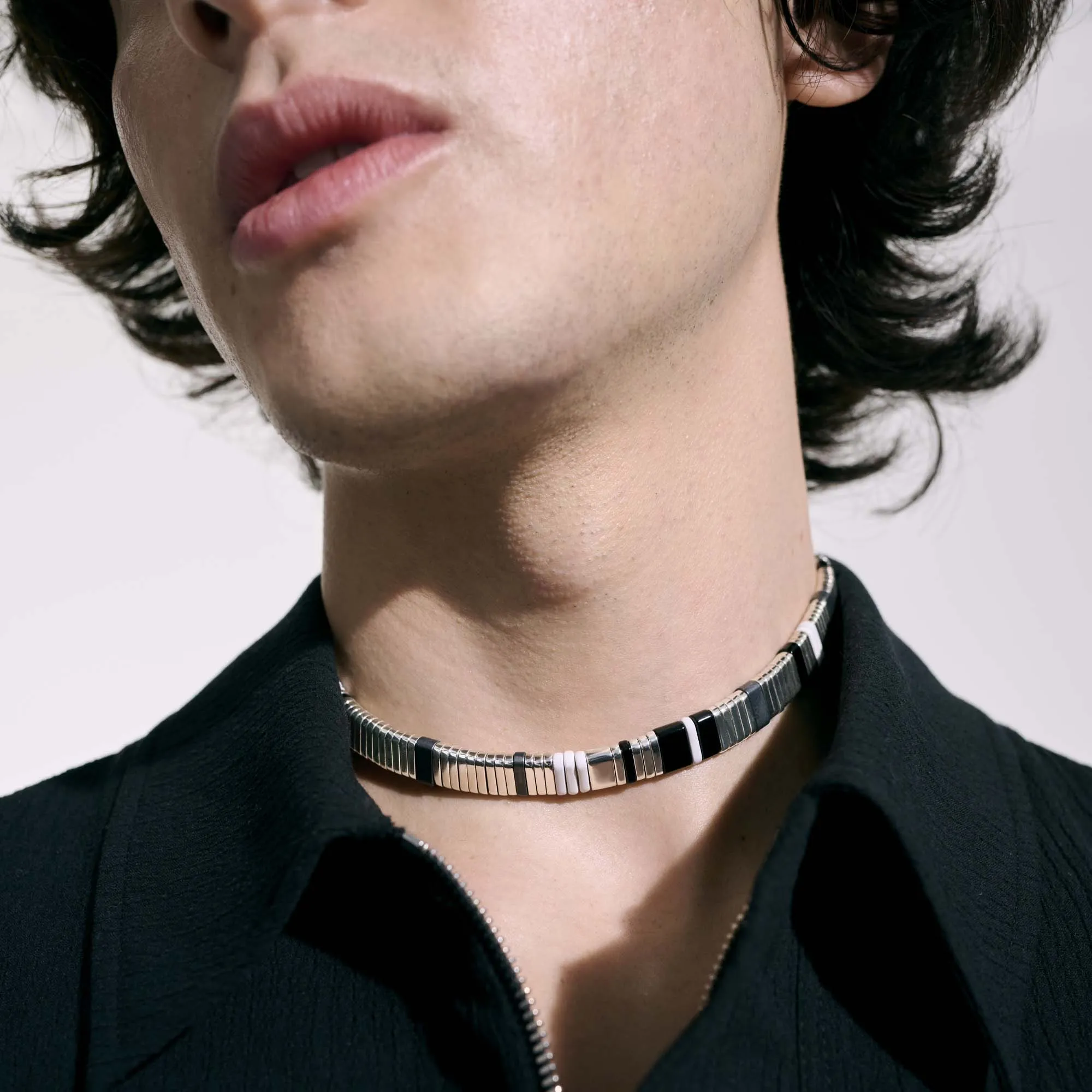 Colorblock Choker, Silver|NBS9010511WHBONHE