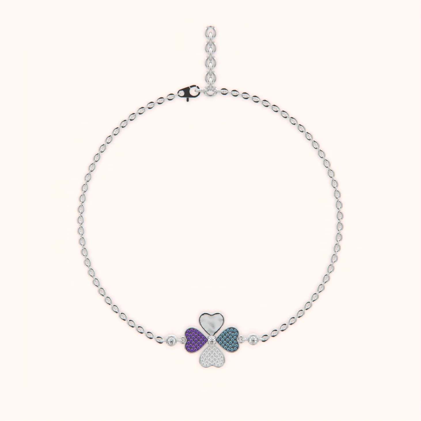 Colorful Clover Silver Bracelet