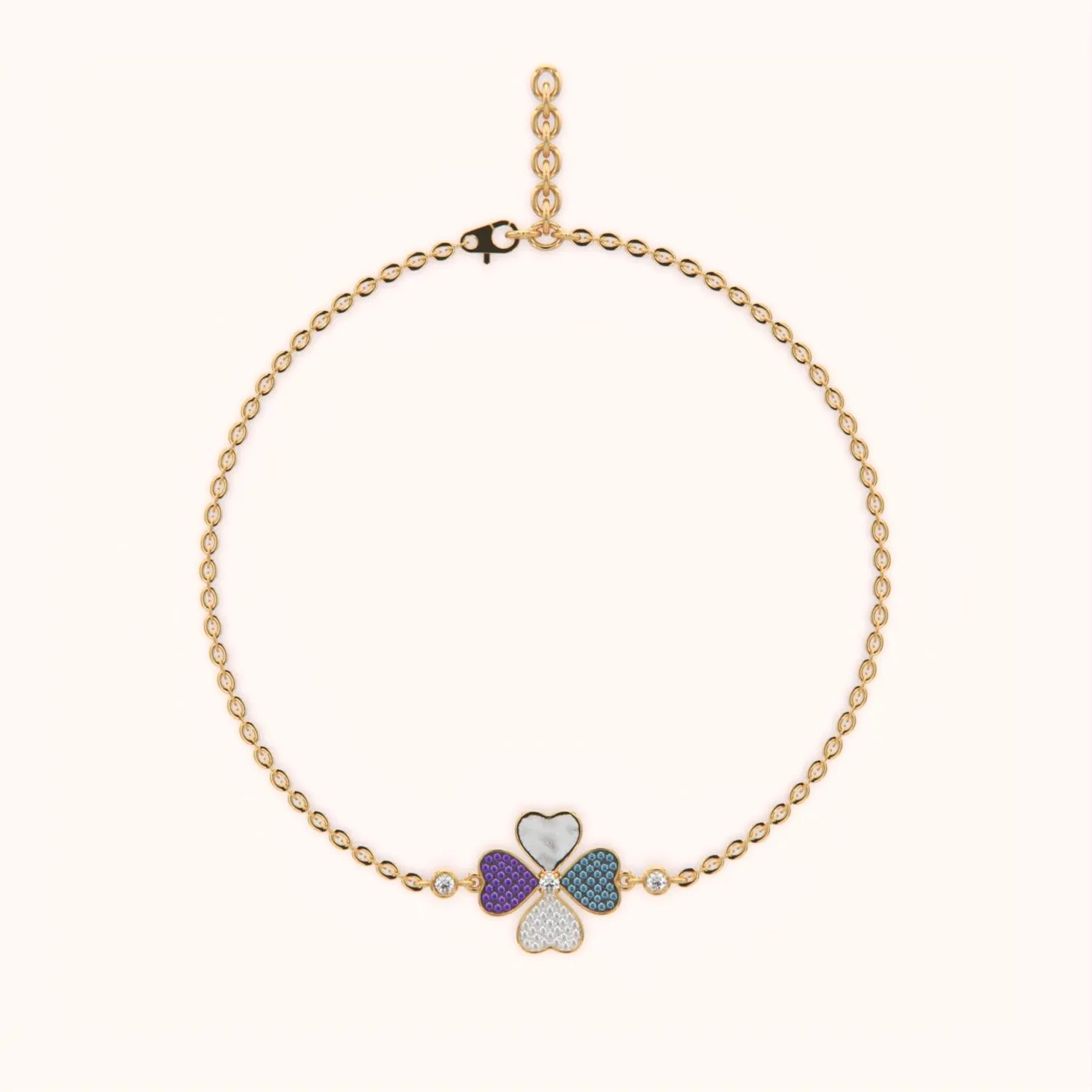 Colorful Clover Silver Bracelet