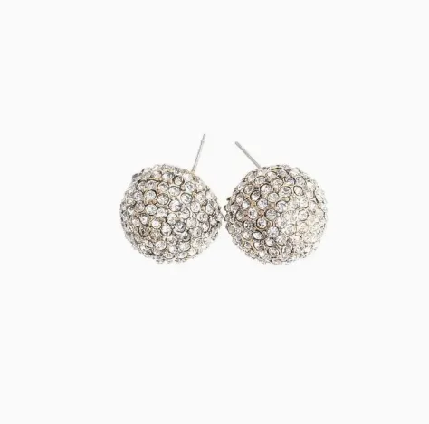 Crystal Metal Earrings-Gold and White