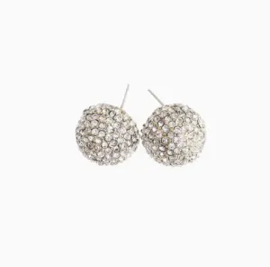 Crystal Metal Earrings-Gold and White