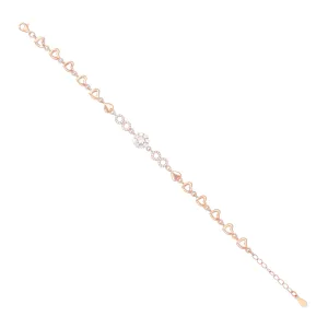 Delicate Floral Heart  925 Rose Gold Plated Circle Stone Accent Bracelets