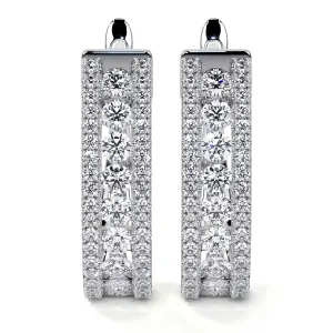 Diamond Cluster Huggie Hoop Earrings