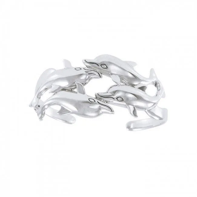 Dolphins Sterling Silver cuff Bracelet