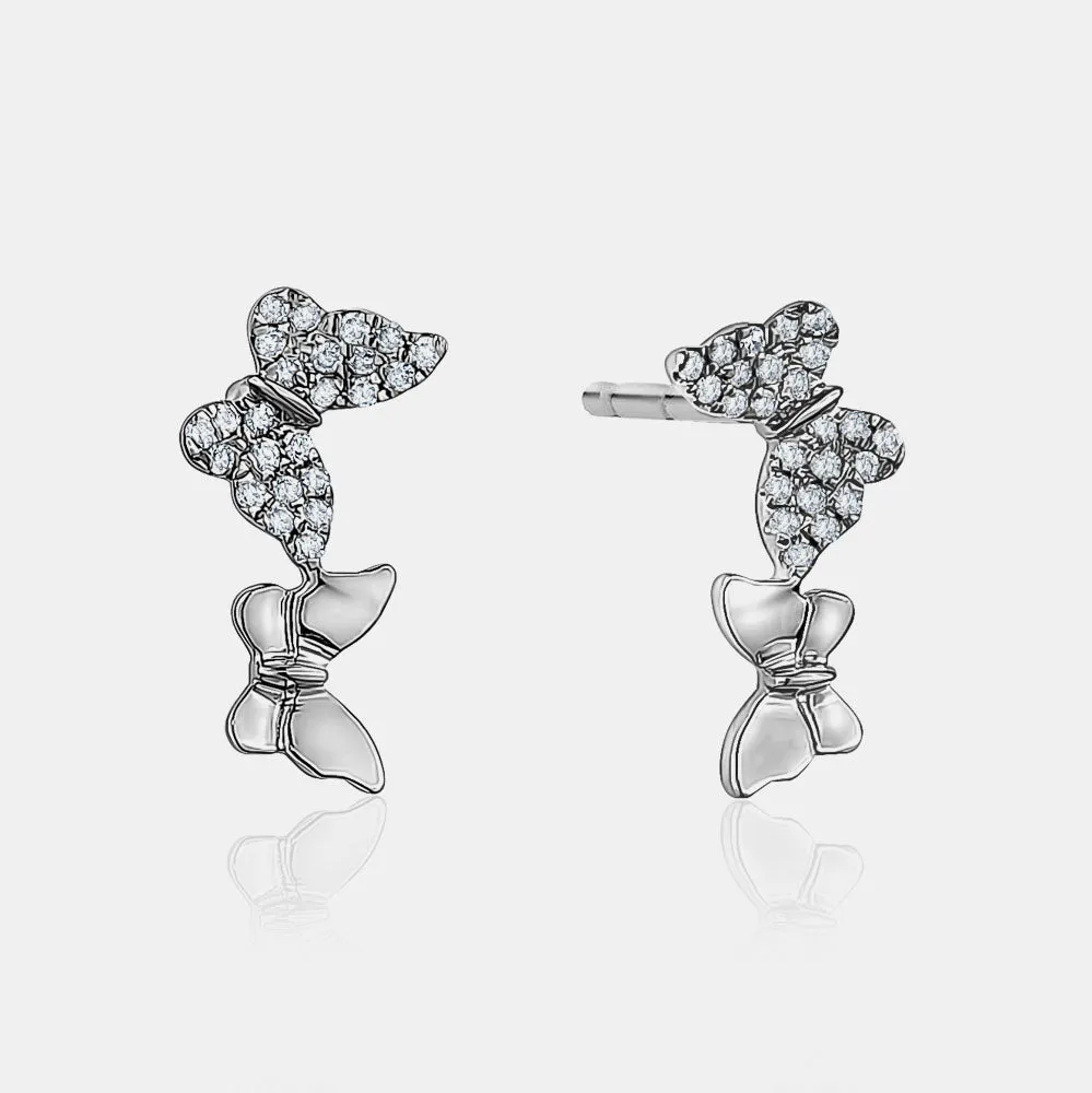 Double Diamond Butterfly Studs
