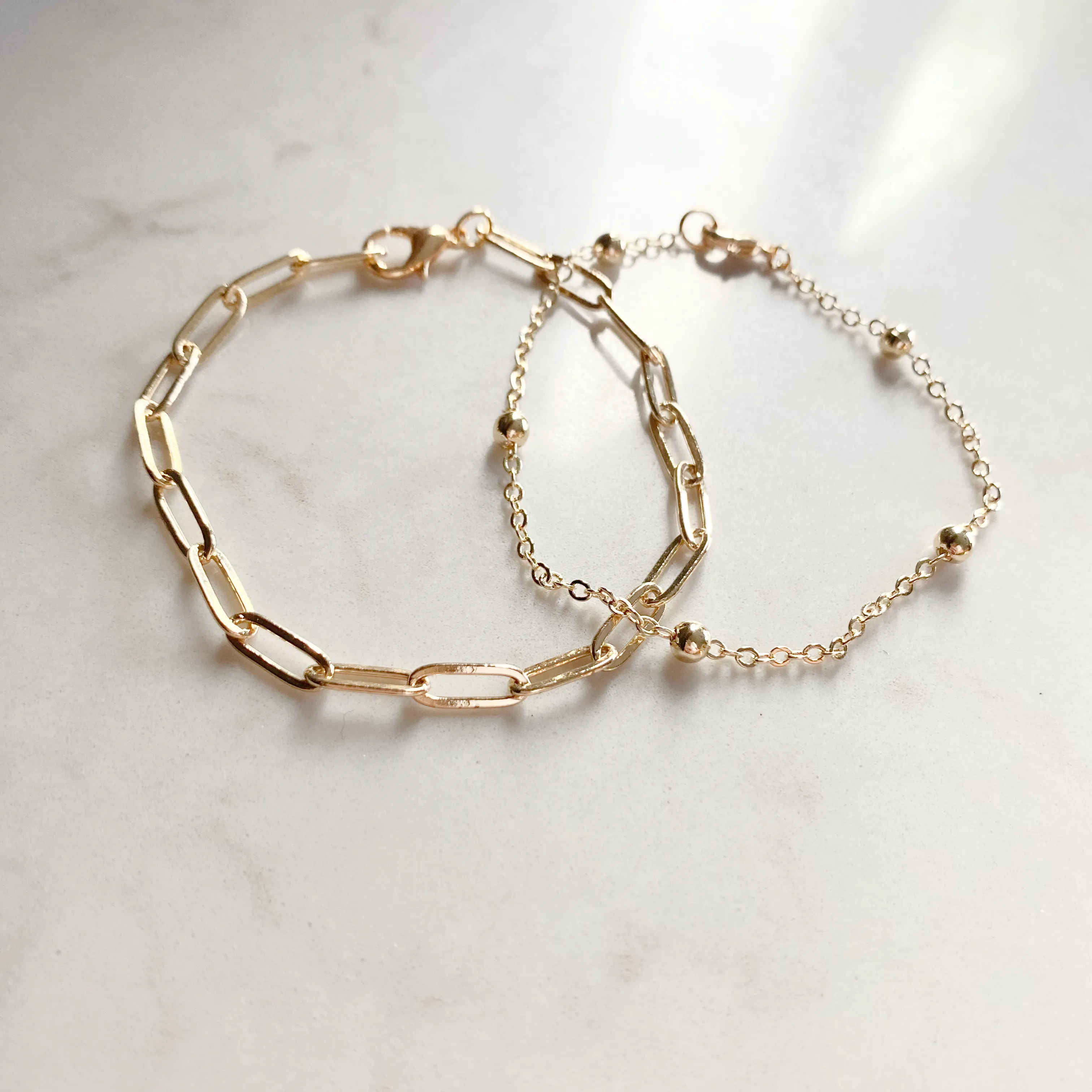 Double Gold Bracelet Set | Stevie & Aria Layered Bracelet Duo