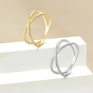 Double Layer X Shape Fine Rings For Women