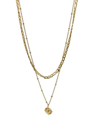 Double Layered Necklace with Hanging Star Pendant