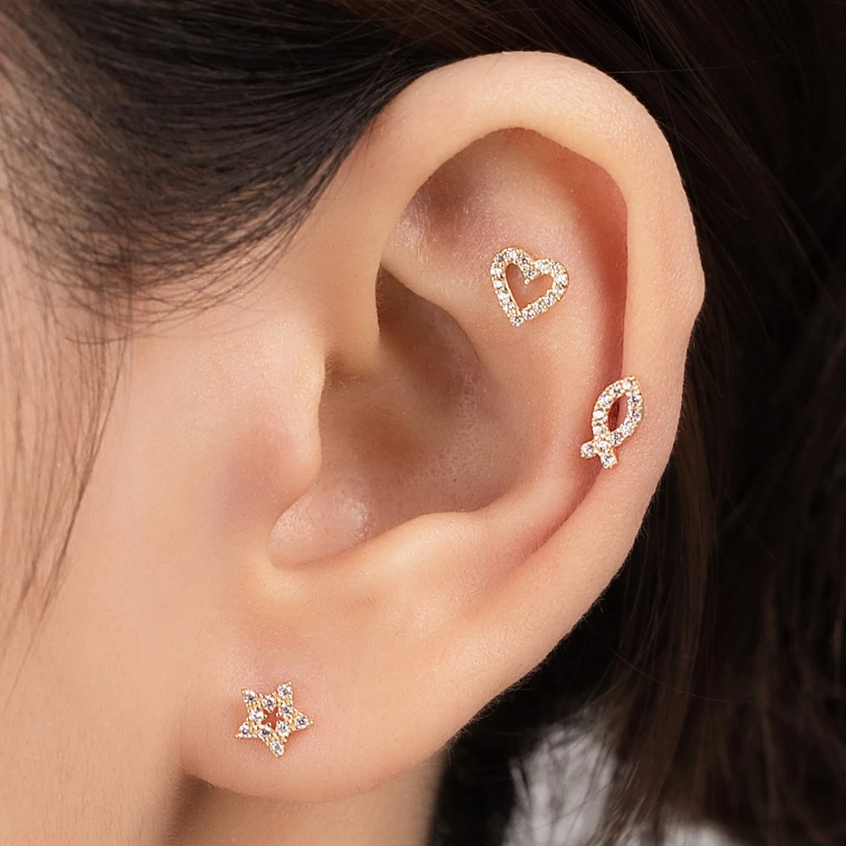 Dylis Piercing in Yellow Gold with Cubic Zirconia