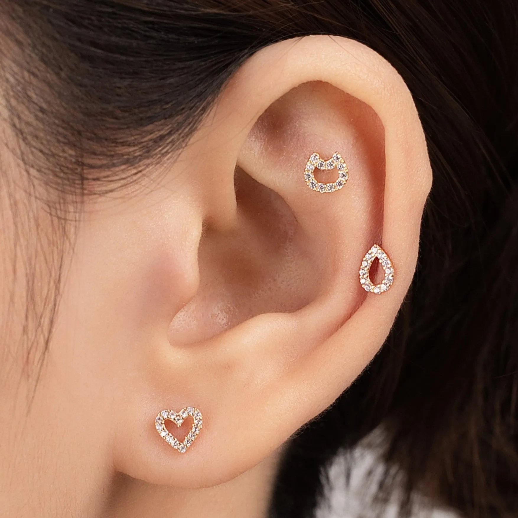 Dylis Piercing in Yellow Gold with Cubic Zirconia