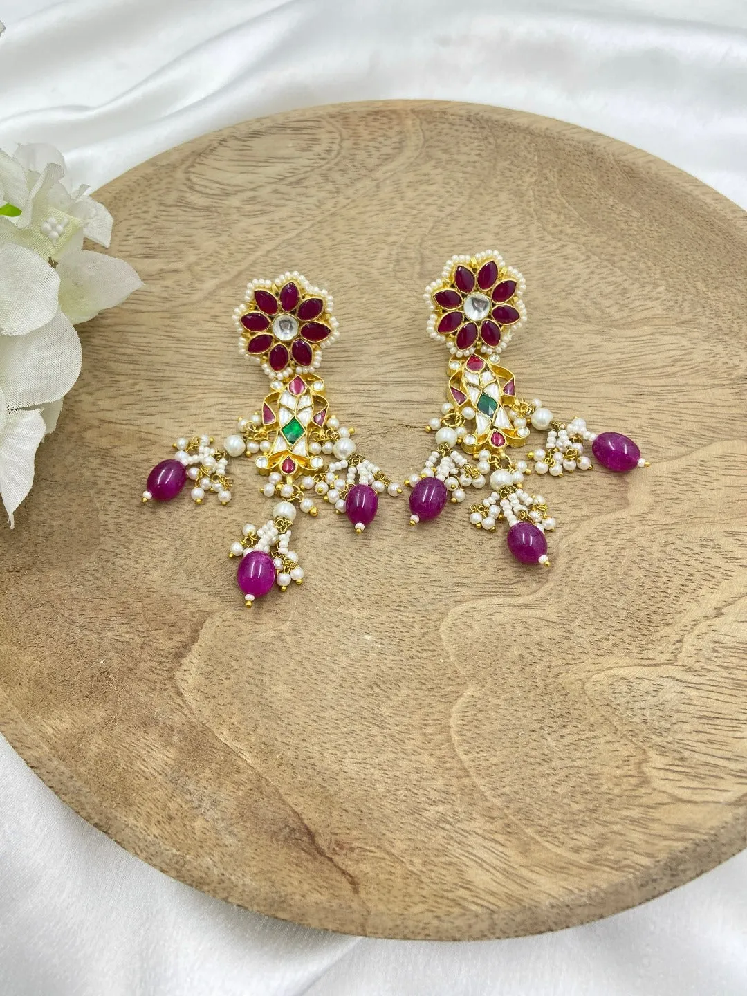 Eiravati Gold Plating Kundan Polki Earrings