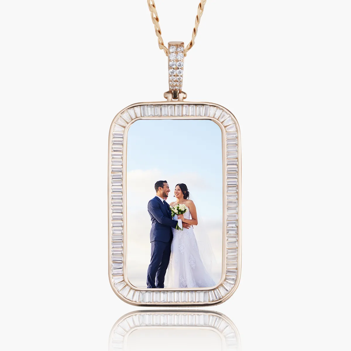 Emerald Cut Dog Tag Photo Pendant
