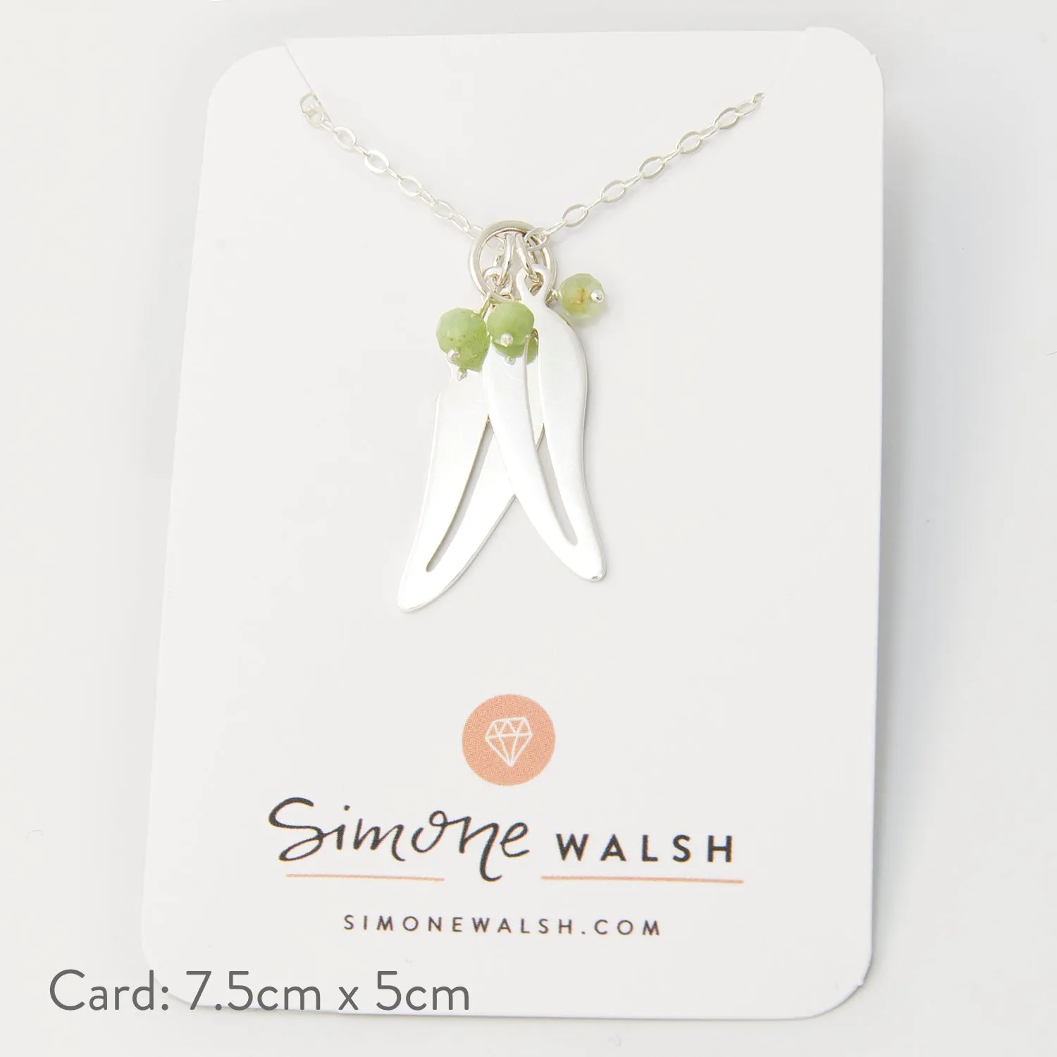 Eucalyptus Leaves & Chrysoprase Silver Necklace