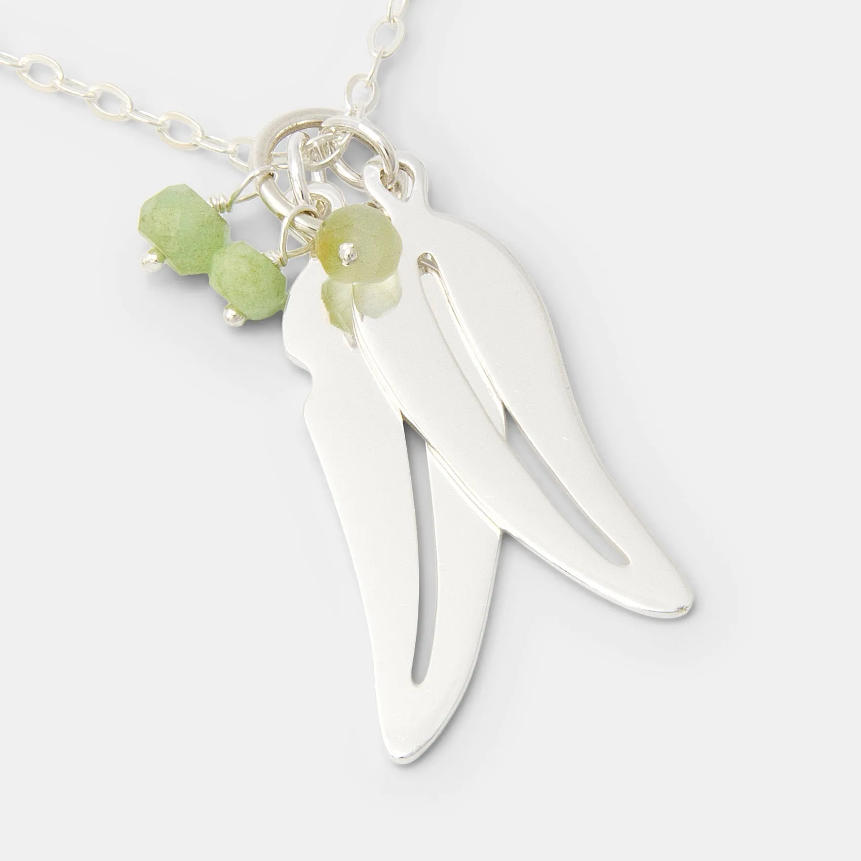 Eucalyptus Leaves & Chrysoprase Silver Necklace