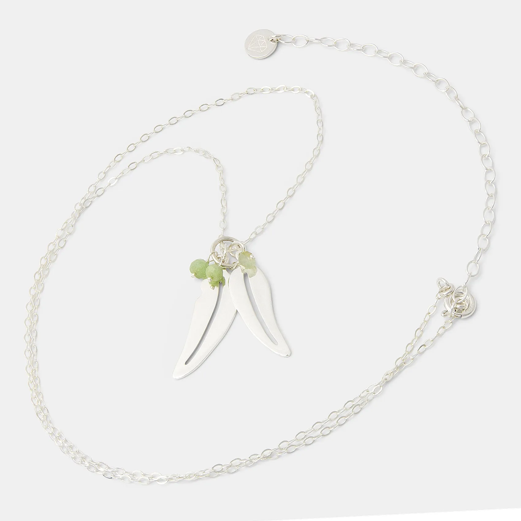 Eucalyptus Leaves & Chrysoprase Silver Necklace