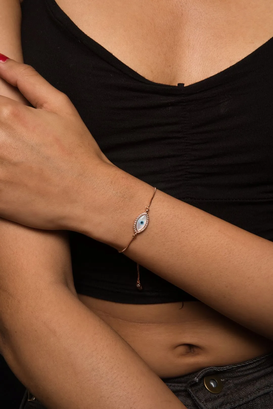 Evil Eye Rose Gold Adjustable  Bracelet