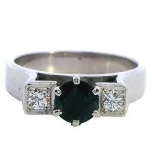 Exquisite 18ct White Gold Sapphire & Diamond Trilogy Ring