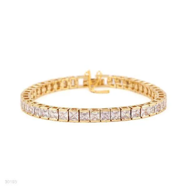 EXQUISITE PRINCESS CUT GOLD BRACELET