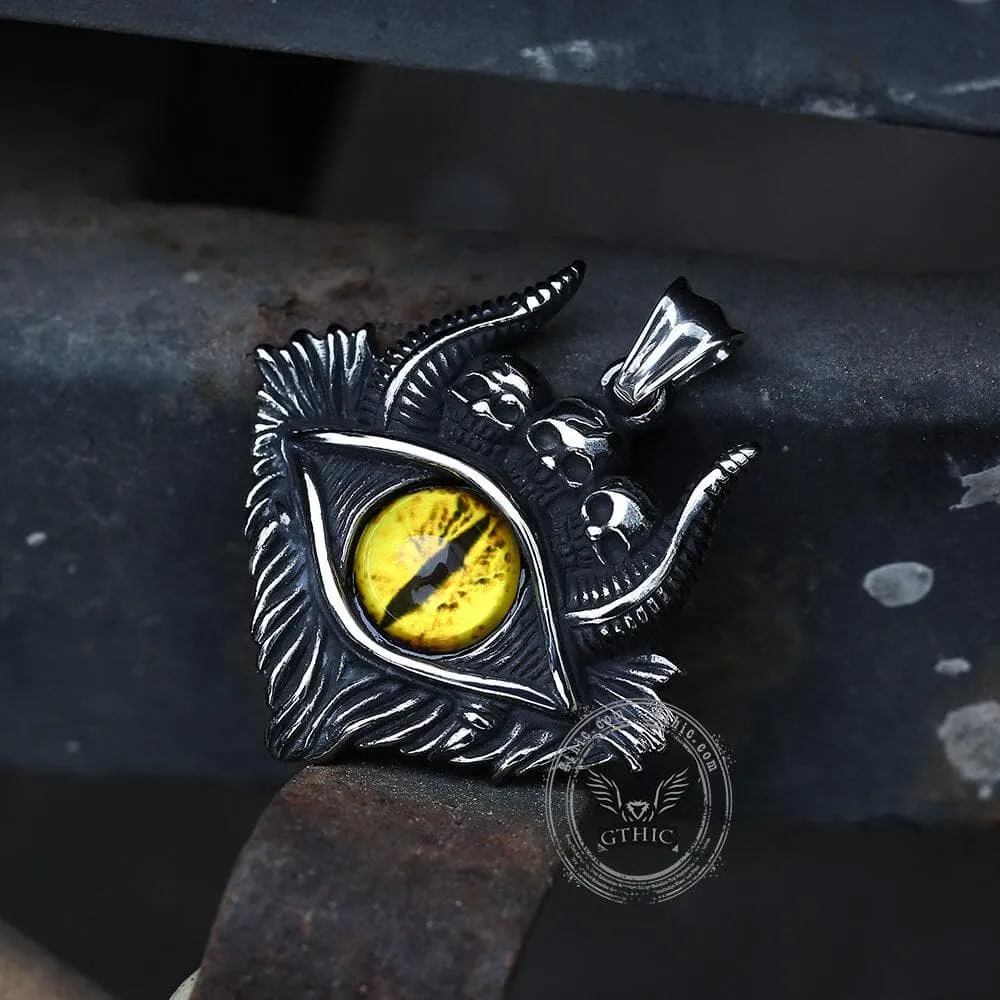 Eye of Hell Stainless Steel Skull Pendant