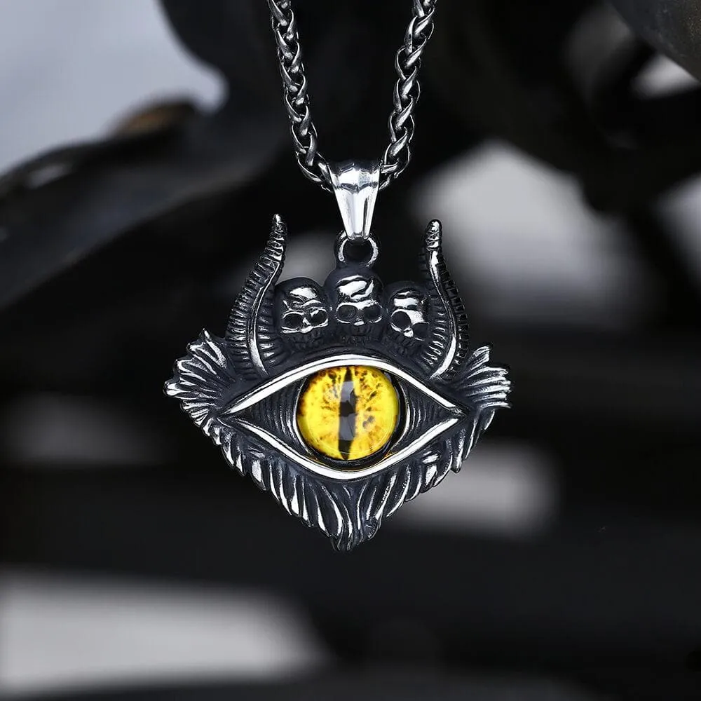 Eye of Hell Stainless Steel Skull Pendant