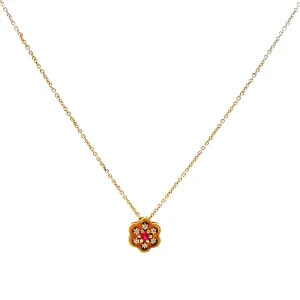 Flower Gemstone Pendant Necklace