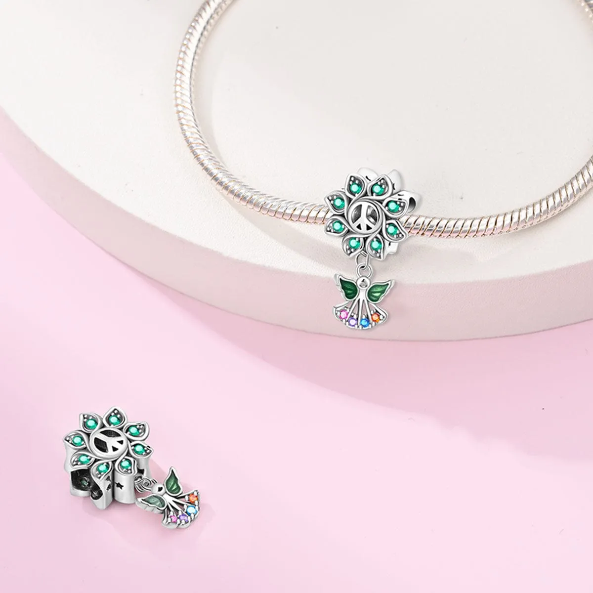 Flower Peace Symbol & Angel Harmony Charm