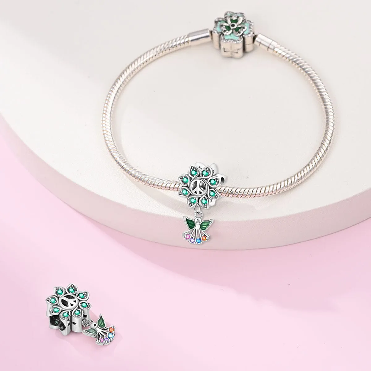 Flower Peace Symbol & Angel Harmony Charm