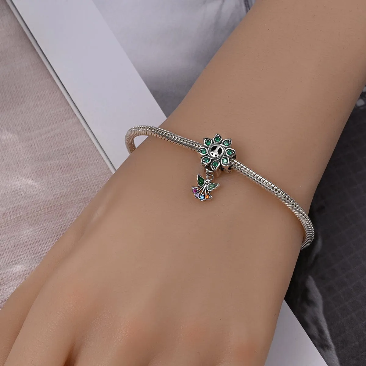 Flower Peace Symbol & Angel Harmony Charm