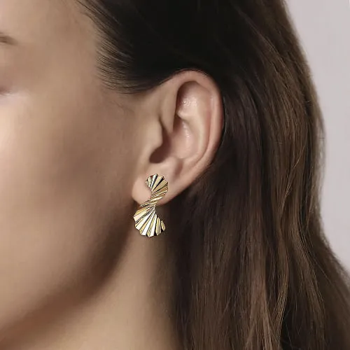 Gabriel & Co | Diamond Cut - 14K Yellow Gold Diamond Cut Texture Free Form Drop Earrings